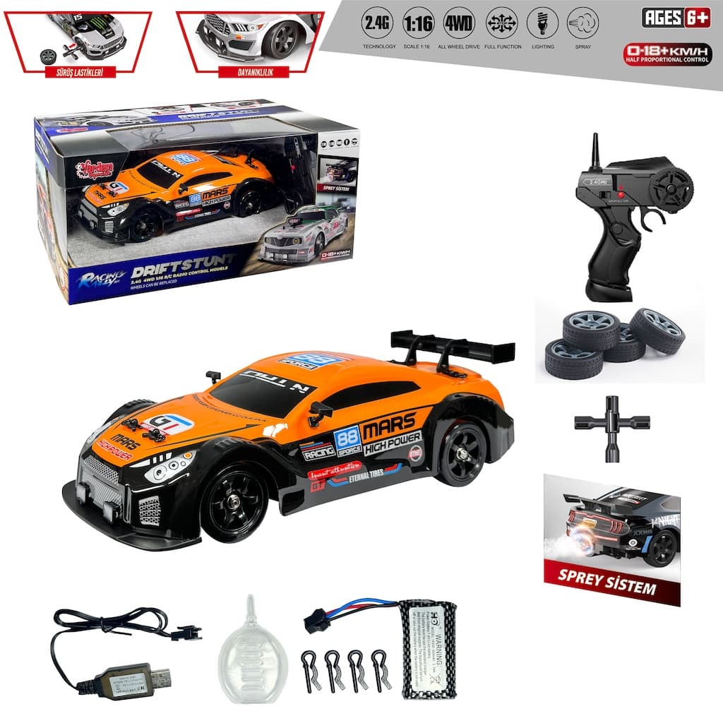 Vardem 1:16 4x4 Uzaktan Kumandalı Işıklı ve Buhar Efektli Drift Arabalar - Sky