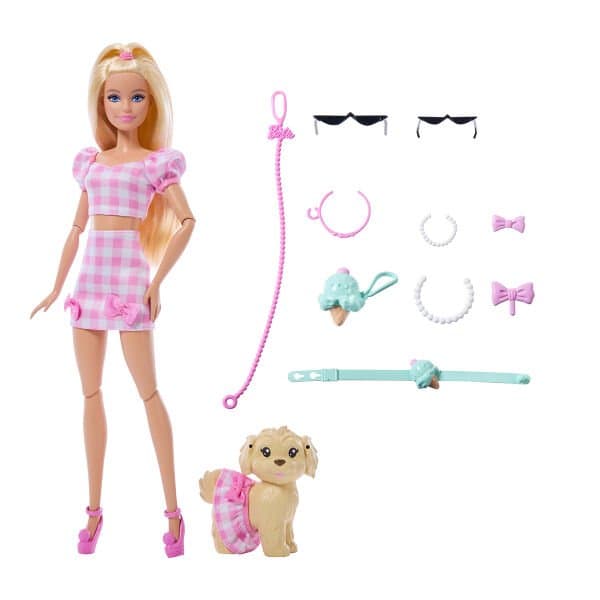 Barbie Twinning Looks Fiyonk Temalı Bebek ve Köpek Seti JFP36