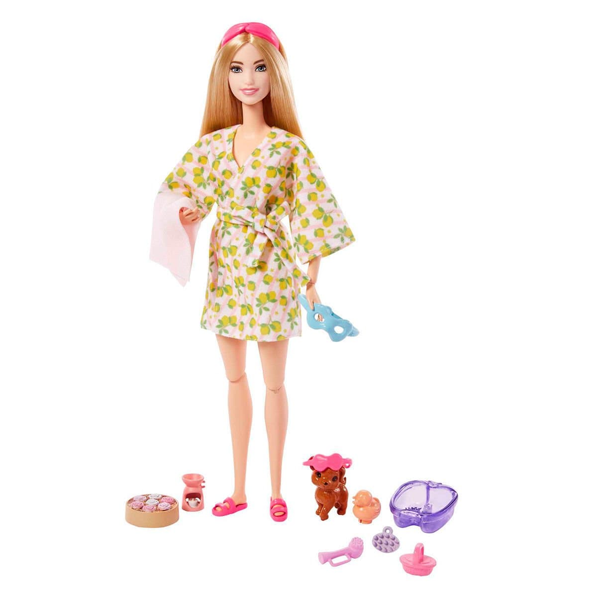 Barbie Wellness Spa Günü Köpekli Bebek ve Aksesuar Seti HKT90