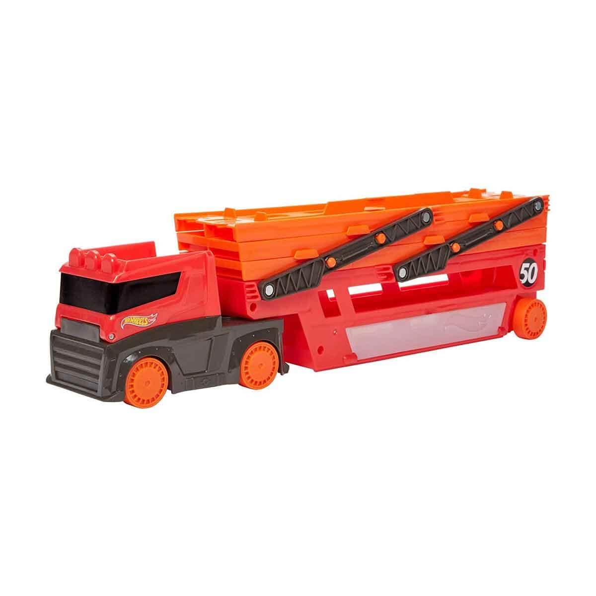 Hot Wheels Mega Tır 50 Araç Kapasiteli Kırmızı-Turuncu