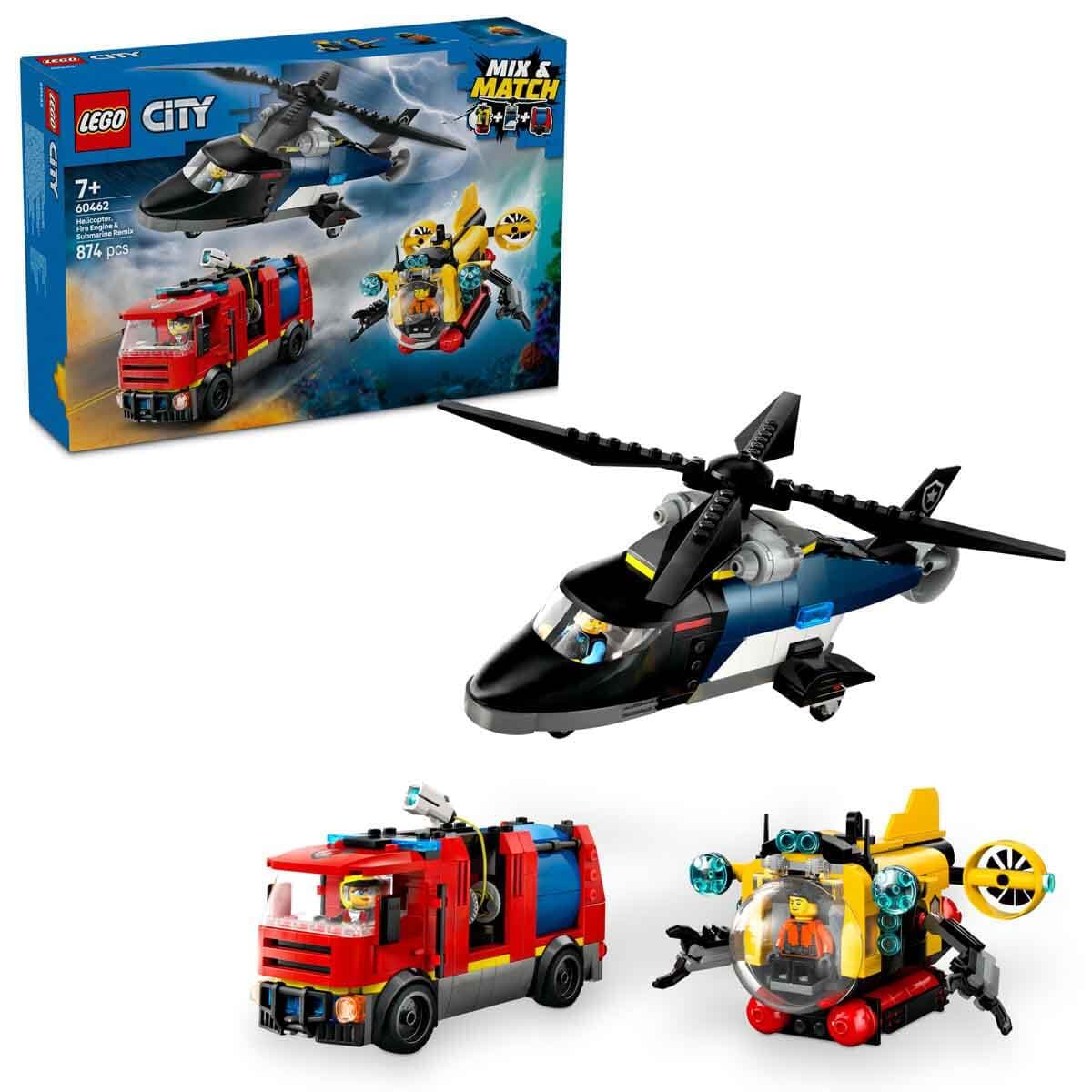 Lego City Helikopter, İtfaiye Kamyonu ve Denizaltı Remix 60462