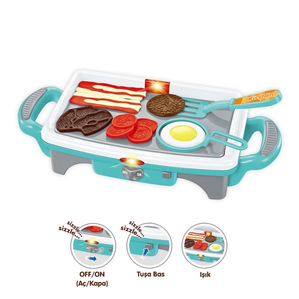 Işıklı ve Sesli Teppanyaki Izgara Seti - Mavi