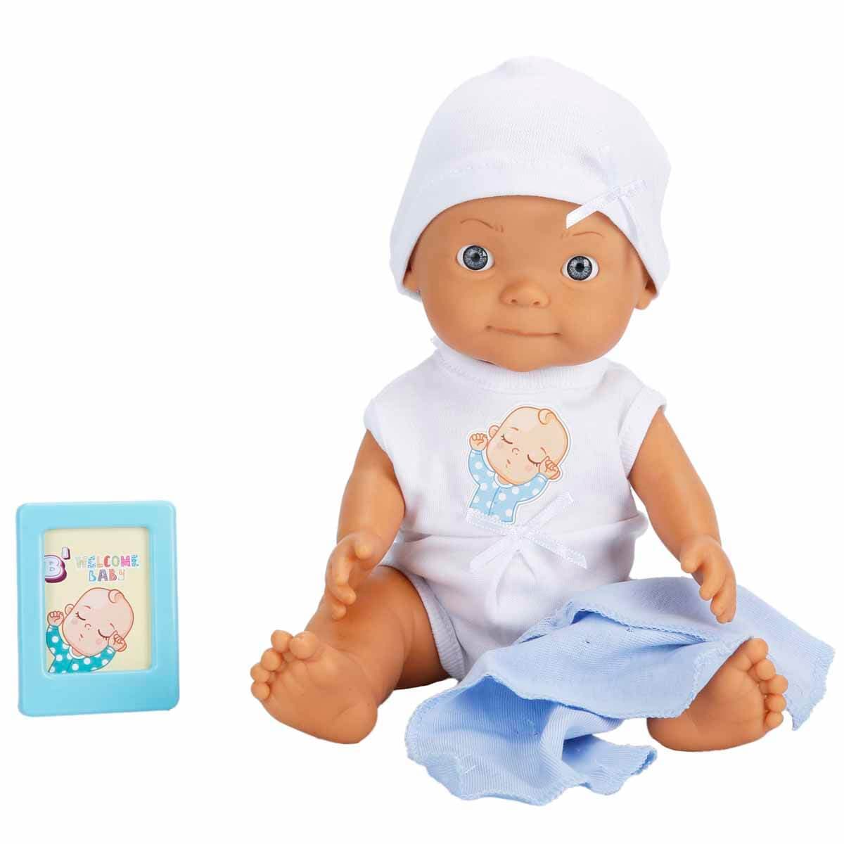 Bebelou Ağlayan Hoş Geldin Bebeği 30 cm - Mavi Battaniyeli