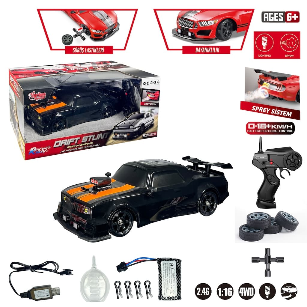 Vardem 1:16 4x4 Uzaktan Kumandalı Işıklı ve Buhar Efektli Drift Arabalar - 1:16 4x4 Uzaktan Kumandalı Işıklı ve Buhar Efektli Drift Arabalar Muscle Drift CHL