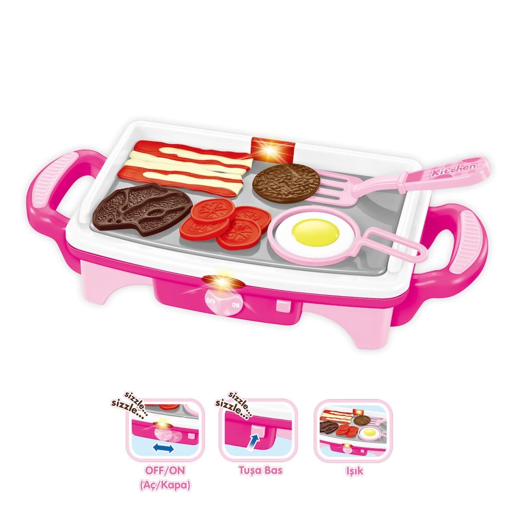 Işıklı ve Sesli Teppanyaki Izgara Seti - Pembe