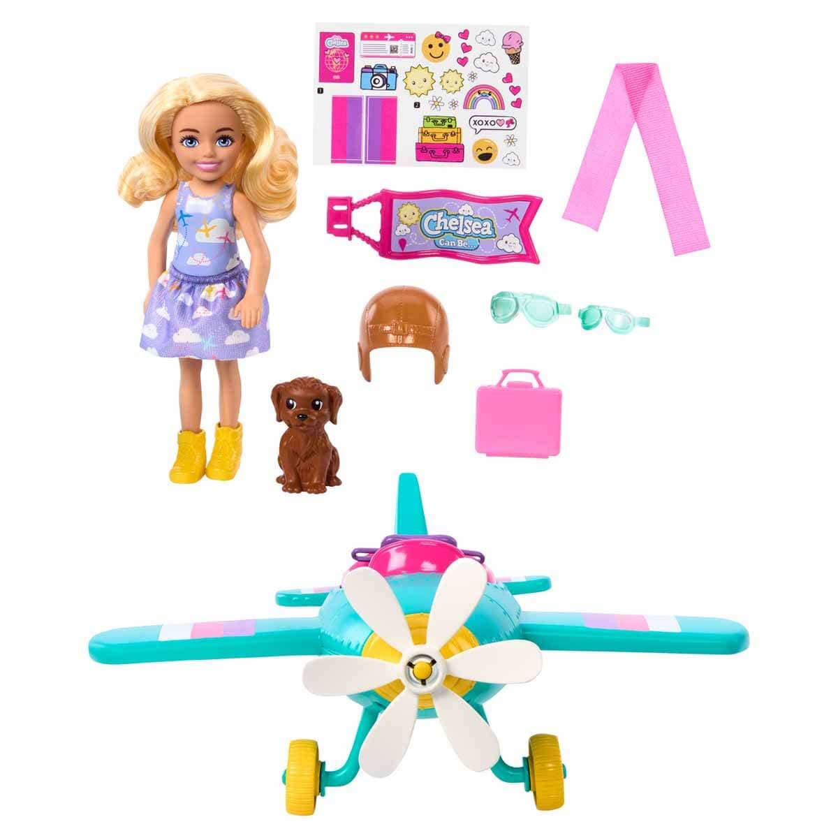 Barbie Chelsea Pervaneli Uçak ve Bebek Oyun Seti HTK38